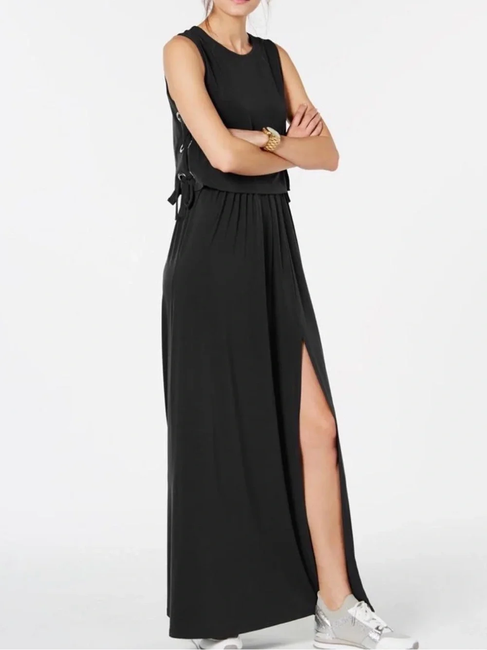 Michael Kors Grommet lace up maxi dress